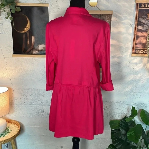 NWT House of Harlow 1960 barbie pink linen skirt suit set size LARGE - Picture 4 of 13